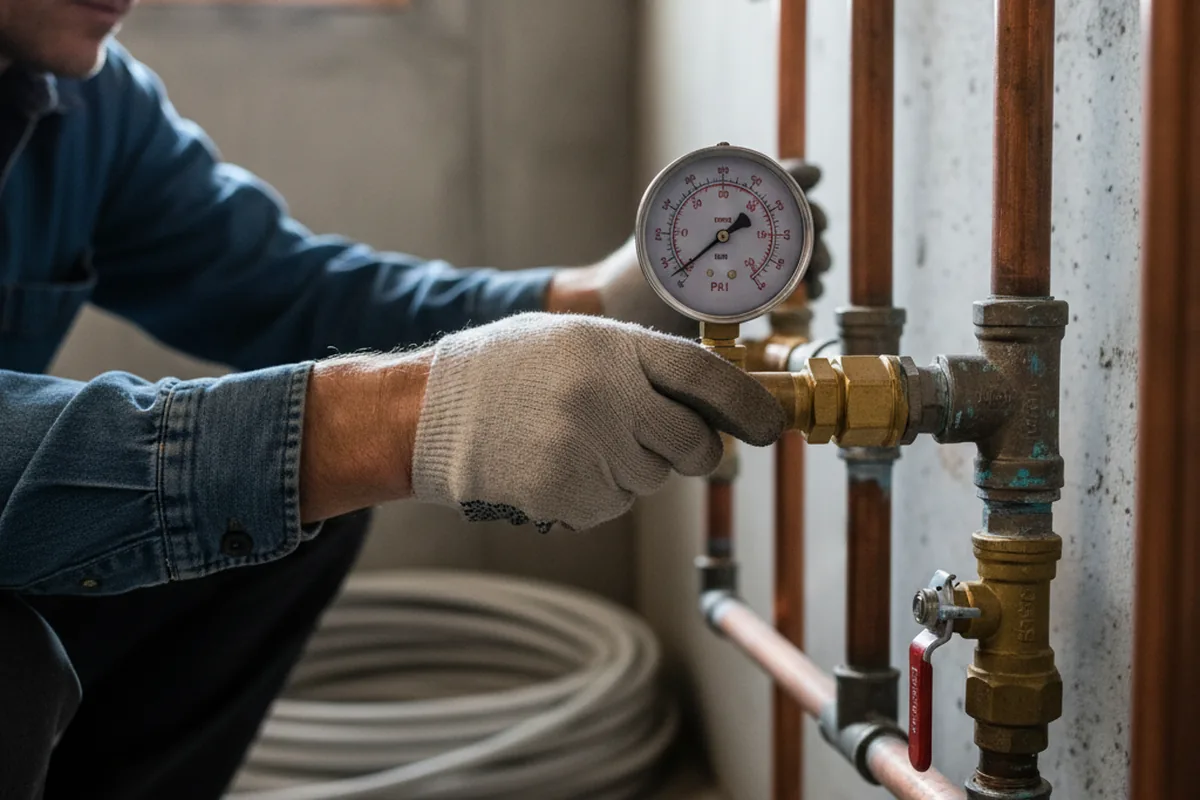 Pressure testing a repaired line during Water Line Repair in Mcdaniel